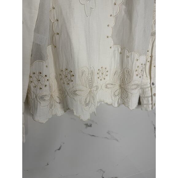 Sundance Reach For Beauty Top Sheer Cami XS Marshmallow Ivory Lace Crochet Boho - Picture 10 of 15